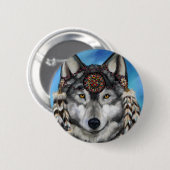 Grijze Wolf Ronde Button 5,7 Cm (Voorkant /achterkant)