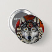 Grijze Wolf Ronde Button 5,7 Cm (Voorkant /achterkant)