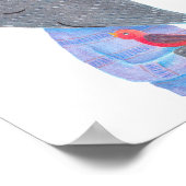 Grijze Wolf Rood Vogels Bos Affiche Illustratie Poster (Hoek)