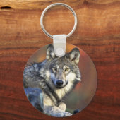 Grijze wolf sleutelhanger (Voorkant)