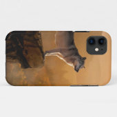 Grijze wolf staande op een rots in het bos Case-Mate iPhone case (Achterkant (horizontaal))