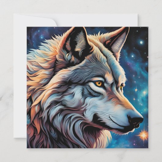 Grijze Wolf Sterrennacht Portret (Voorkant)
