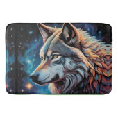 Grijze Wolf Sterrennacht Portret Badmat (Voorkant)
