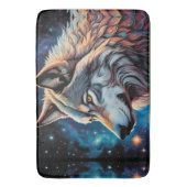 Grijze Wolf Sterrennacht Portret Badmat (Voorkant Verticaal)