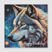 Grijze Wolf Sterrennacht Verjaardagsportret (Voorkant)