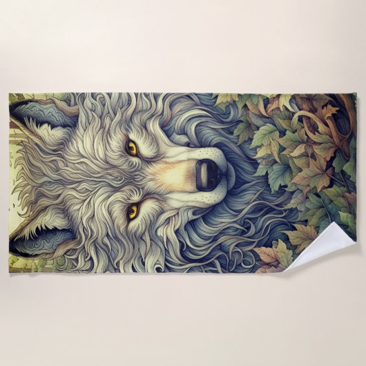 Grijze Wolf Strandlaken (Voorkant)