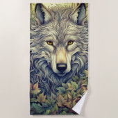 Grijze Wolf Strandlaken (Voorkant)