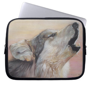 grijze wolf tegen in de zon gevloten dieren laptop sleeve