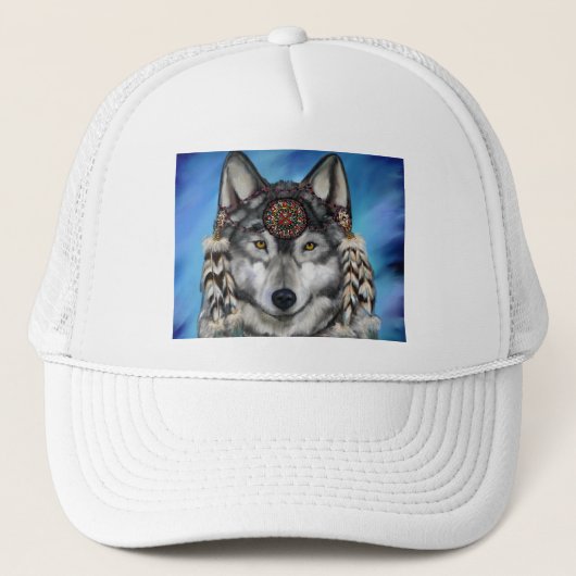 Grijze Wolf Trucker Pet (Voorkant)