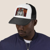 Grijze Wolf Trucker Pet (In situ)