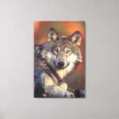 Grijze wolf verpakt canvas afdruk (Voorkant)