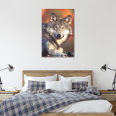 Grijze wolf verpakt canvas afdruk (Insitu (Slaapkamer))