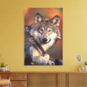 Grijze wolf verpakt canvas afdruk (Insitu (Woonkamer))