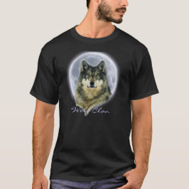 Grijze Wolf & Volle Maan WOLF CLAN Wildlife Art T-shirt