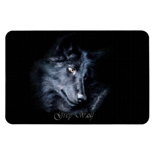 Grijze Wolf Wildlife Portret op een Flexi Magnet Magneet (Horizontaal)