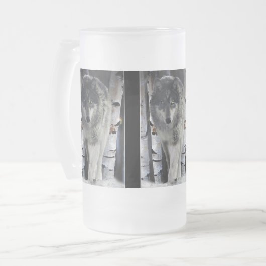 Grijze Wolf & Winter Forest Wildlife Gift Mokken (Voorkant links)