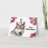 Grijze Wolfballonnen en Party Pet Wild Birthday Kaart (Voorkant)