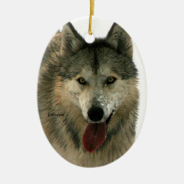 Grijze wolfkeramische bomen keramisch ornament