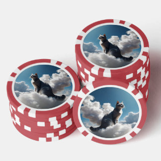 Grijze wolk kat poker chips