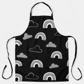 Grijze wolken en regenbogen op zwart Schort (Voorkant)