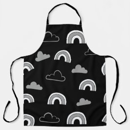 Grijze wolken en regenbogen op zwart Schort