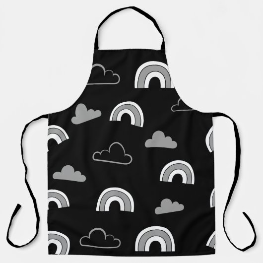 Grijze wolken en regenbogen op zwart Schort (Voorkant)