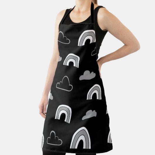 Grijze wolken en regenbogen op zwart Schort (Insitu)