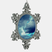 Grijze wolken tin sneeuwvlok ornament (Links)