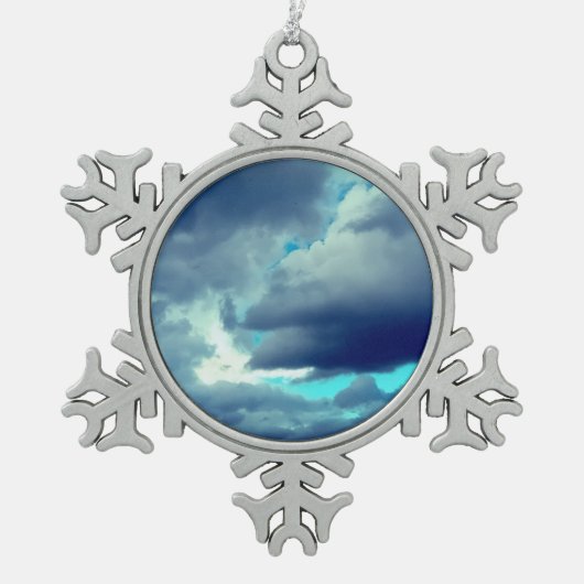 Grijze wolken tin sneeuwvlok ornament (Voorkant)