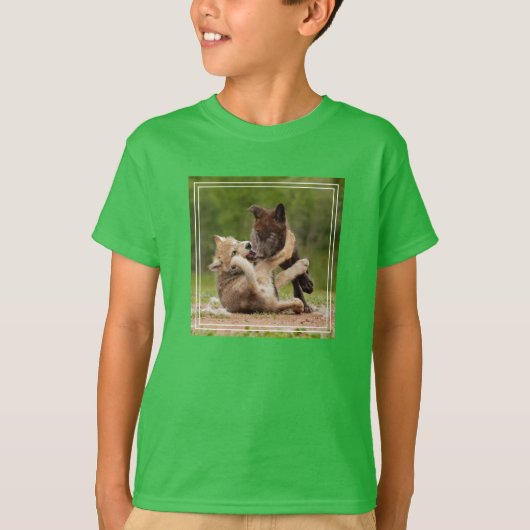 Grijze wolpen vechten t-shirt (Voorkant)