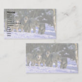 Grijze wolven aan de rand van het sneeuwwoud visitekaartje (Voorkant / Achterkant)