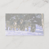 Grijze wolven aan de rand van het sneeuwwoud visitekaartje (Achterkant)