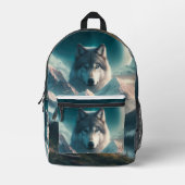 Grijze wolven bij Dawn Blue Bedrukte Rugzak (Voorkant)