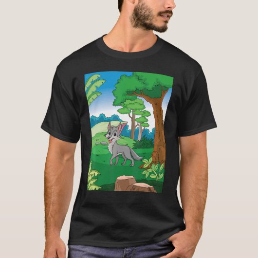 Grijze wolven die door het bos lopen met blu t-shirt (Voorkant)