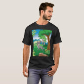 Grijze wolven die door het bos lopen met blu t-shirt (Voorkant volledig)
