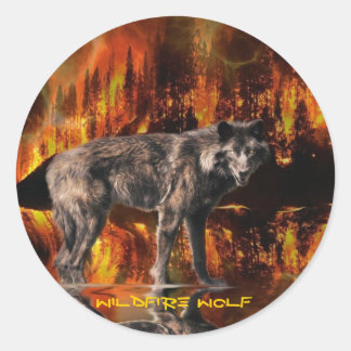 Grijze wolven en bosbranden Overleven in het wild Ronde Sticker