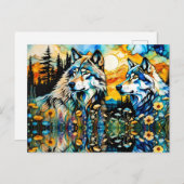 Grijze wolven en Wildbloemen Briefkaart (Voorkant / Achterkant)