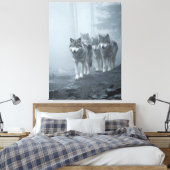 Grijze Wolven in Dikke Mist Canvas Afdruk (Insitu (Slaapkamer))
