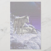 Grijze wolven in wintersneeuw bij nacht briefpapier (Achterkant)