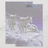 Grijze wolven in wintersneeuw bij nacht briefpapier (Voorkant / Achterkant)