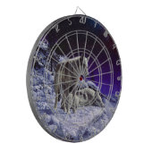 Grijze wolven in wintersneeuw bij nacht dartbord (Voorkant Links)