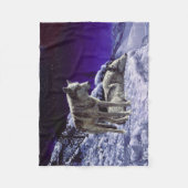 Grijze wolven in wintersneeuw bij nacht fleece deken (Voorkant)