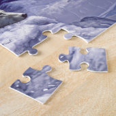 Grijze wolven in wintersneeuw bij nacht legpuzzel (Zijkant)