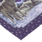 Grijze wolven in wintersneeuw bij nacht medium tafelloper (Hoek)