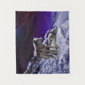 Grijze wolven in wintersneeuw bij nacht wandkleed (Voorkant)