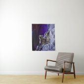 Grijze wolven in wintersneeuw bij nacht wandkleed (In situ)