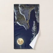 Grijze wolven onder een volle maan bad handdoek (Handdoek)