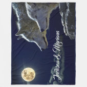 Grijze wolven onder een volle maan fleece deken (Voorkant)