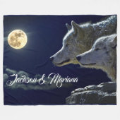 Grijze wolven onder een volle maan fleece deken (Voorkant (Horizontaal))
