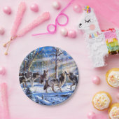 Grijze wolven schilderen papieren bordje (Feest)